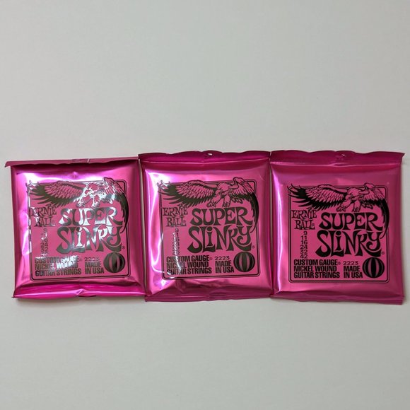 3-Pack Ernie Ball Super Slinky Nickel Wound Electric Guitar Strings 9-42 Gauge - Picture 2 of 3